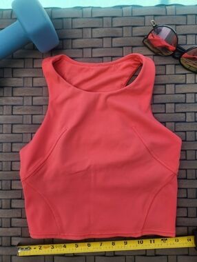 Lululemon Energy Longline Bra Size 4 Coral Medium Support Racerback Womens Gym
